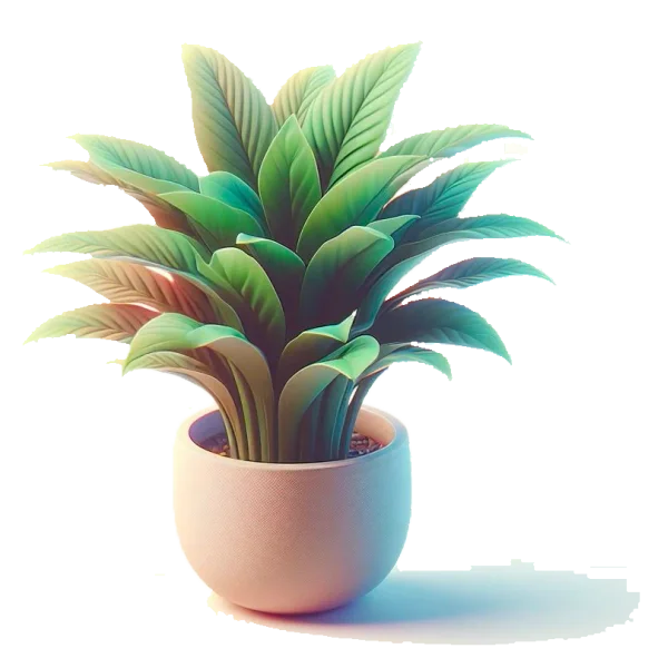 A vibrant potted plant with broad leaves, symbolizing organic personal growth that unfolds over time rather than in straight lines.