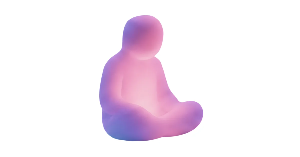 A meditative figure seated in a tranquil landscape of pastel pink and lavender illustrates how mindfulness and soothing color palettes act as natural pathways to stress reduction.